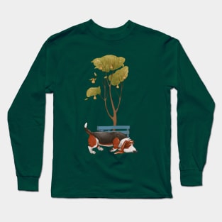 Wonderful day. Dog breed Basset Hound for a walk. Long Sleeve T-Shirt